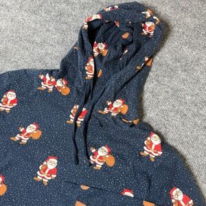 Denim & Flower Christmas Santa AOL Print Hoodie Long‎ Sleeve pullover